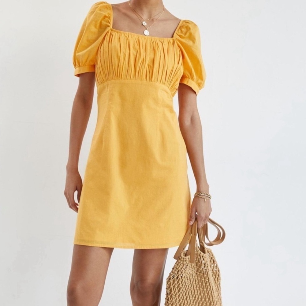 Anthropologie Forever That Girl Gathered Puff Sleeve Mini Dress